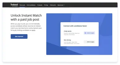 Com um anúncio de oferta pago, terá acesso ao Instant Match. Ao pagar para anunciar, tem acesso imediato aos candidatos com currículos no Indeed que correspondem à descrição da oferta, e pode convidá-los logo a candidatarem-se.